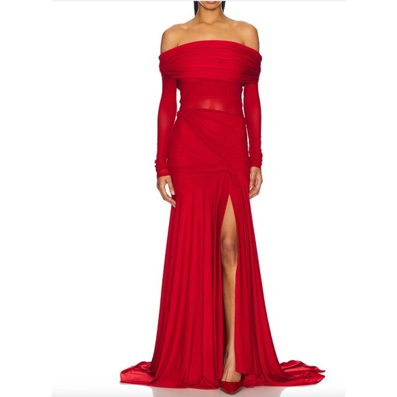 Deme by Gabriella RED Carla Off Shoulder Maxi Gown - Size XS - Picture 1 of 11